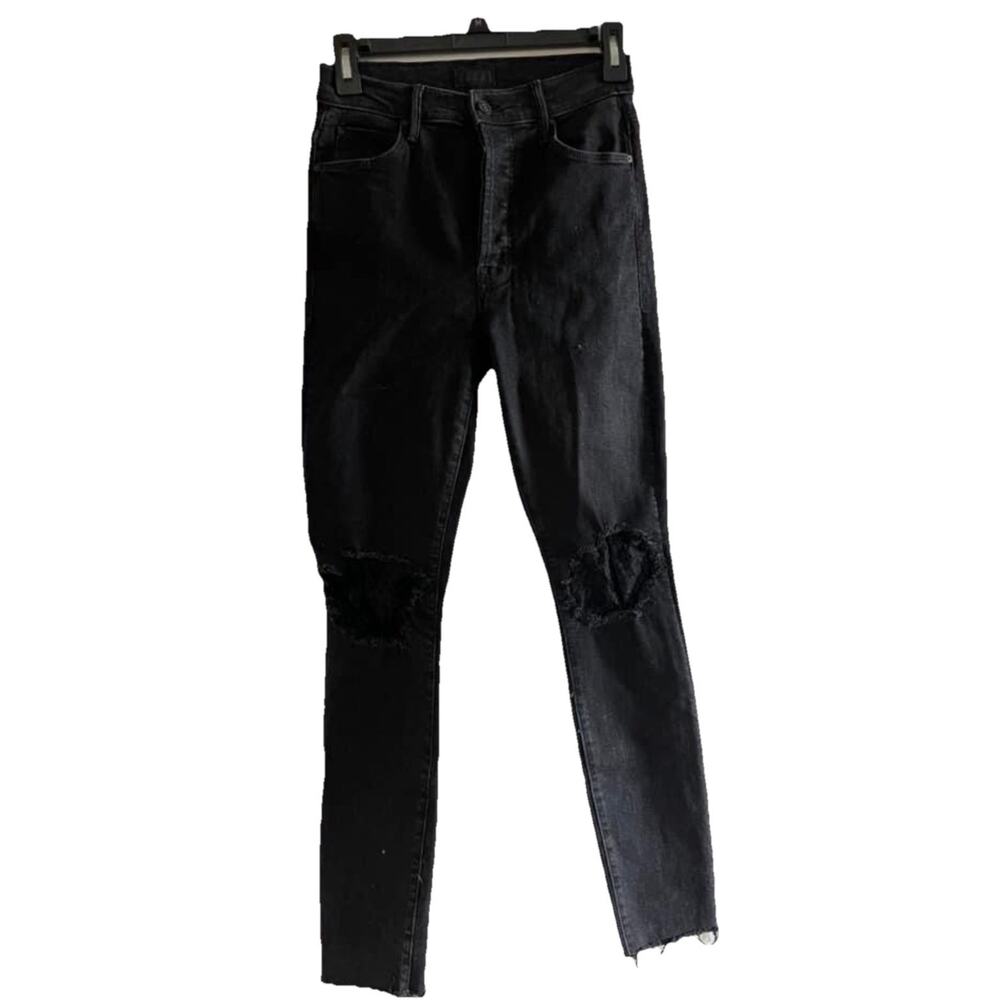 NWT MOTHER The Stunner Zip Fly Ankle Fray Stretch Denim Baa Baa Black‎ Sheep 26 - Picture 2 of 6